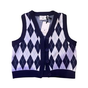 Daisy Street Argyle Button Up Knit Vest